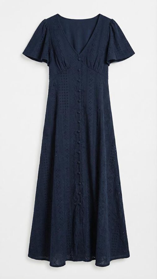 Springfield Vestido midi bordado su&iacute;&ccedil;o azul