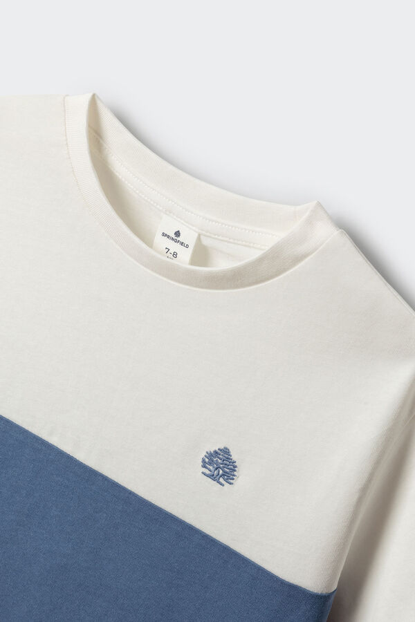 Springfield Kids T-shirt manga curta color block para menino bege