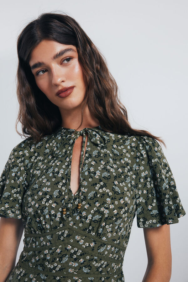 Springfield Vestido curto com debrum na cintura bege