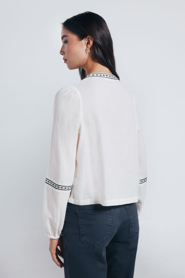 Springfield Blusa boho com bordado de lantejoulas cru