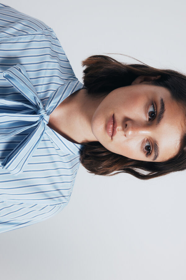 Springfield Blusa riscas com gola em laço azul