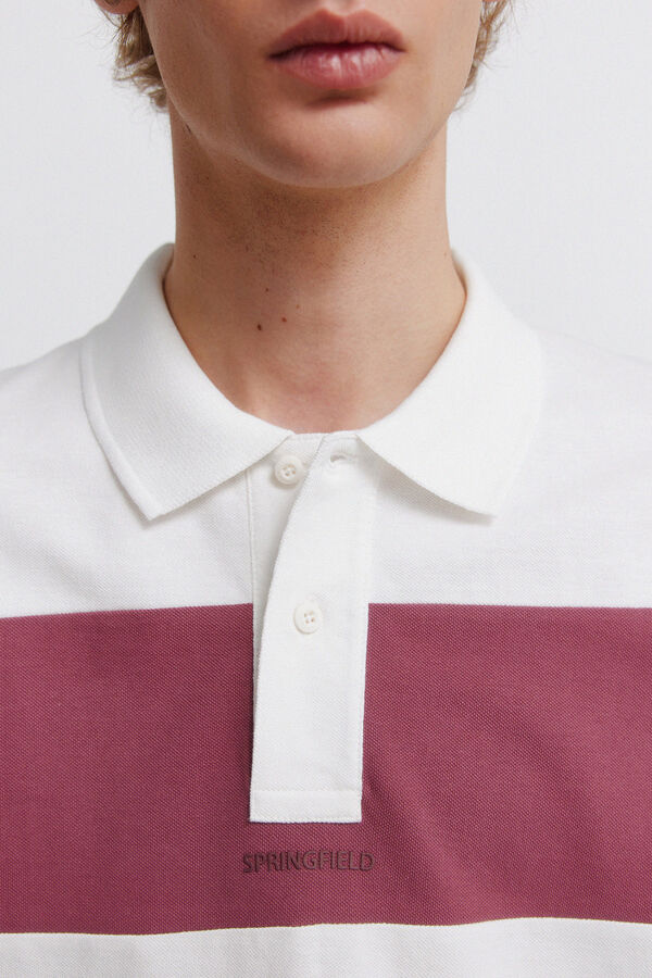 Springfield Polo piqu&eacute; color block regular fit branco