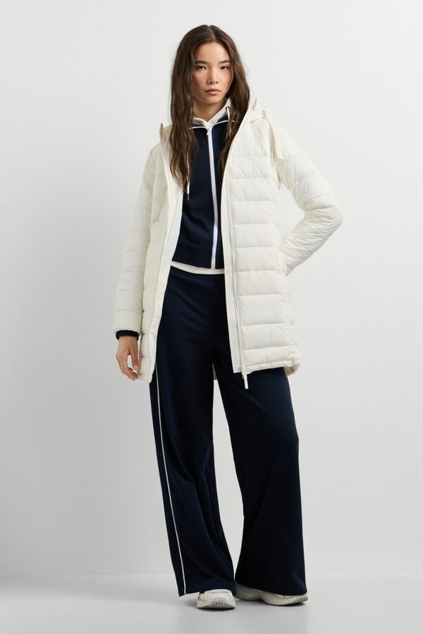 Pepe Jeans Sobretudo acolchoado com capuz e bolsos branco