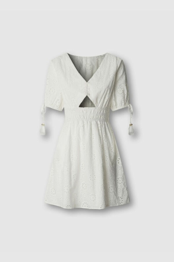 Pepe Jeans Vestido curto de manga curta branco