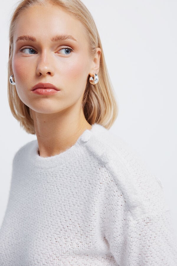 Springfield T-shirt combinada chenille bege