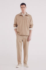 Springfield calças chino slim fit confortáveis bege