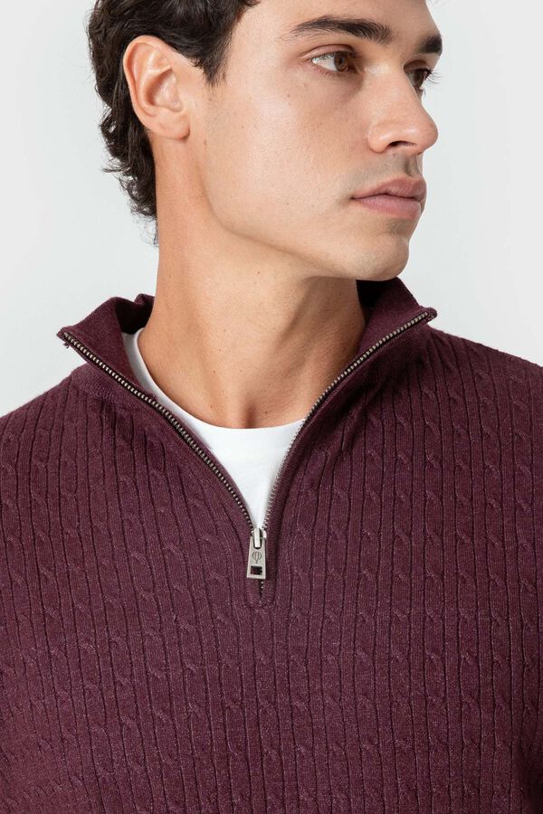 Celopman Camisola de n&oacute;s com fecho-&eacute;clair vermelho