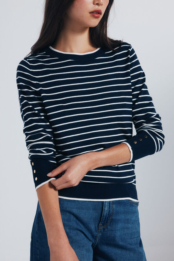 Springfield Jersey fino com botões e punhos azul