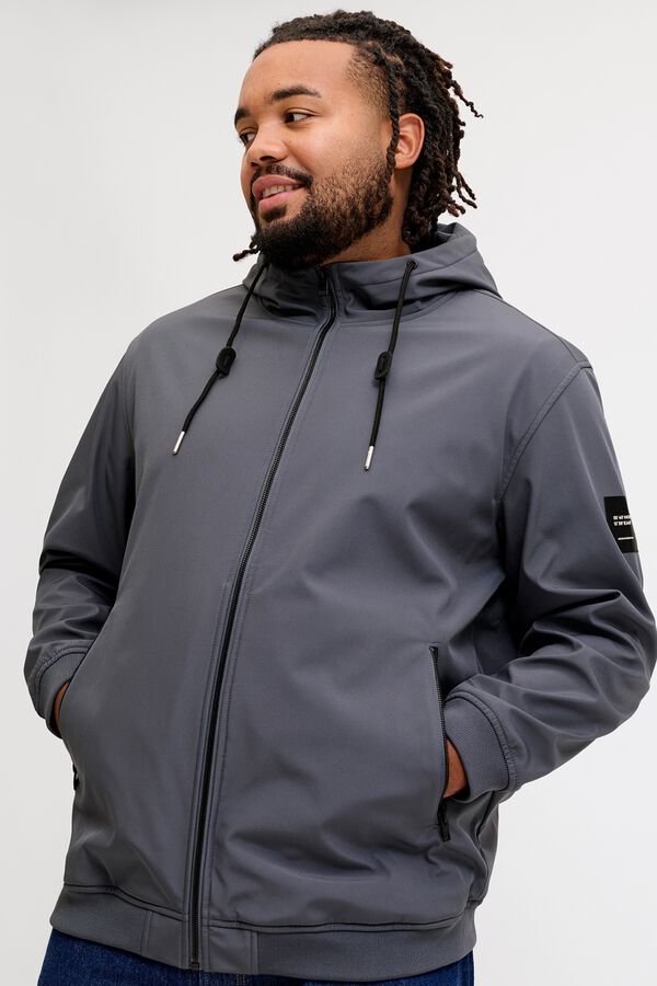 Jack & Jones PLUS Blus&atilde;o softshell com capuz cinzento