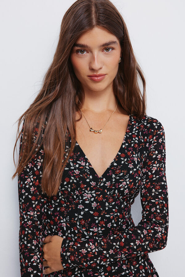 Springfield Vestido curto floral preto