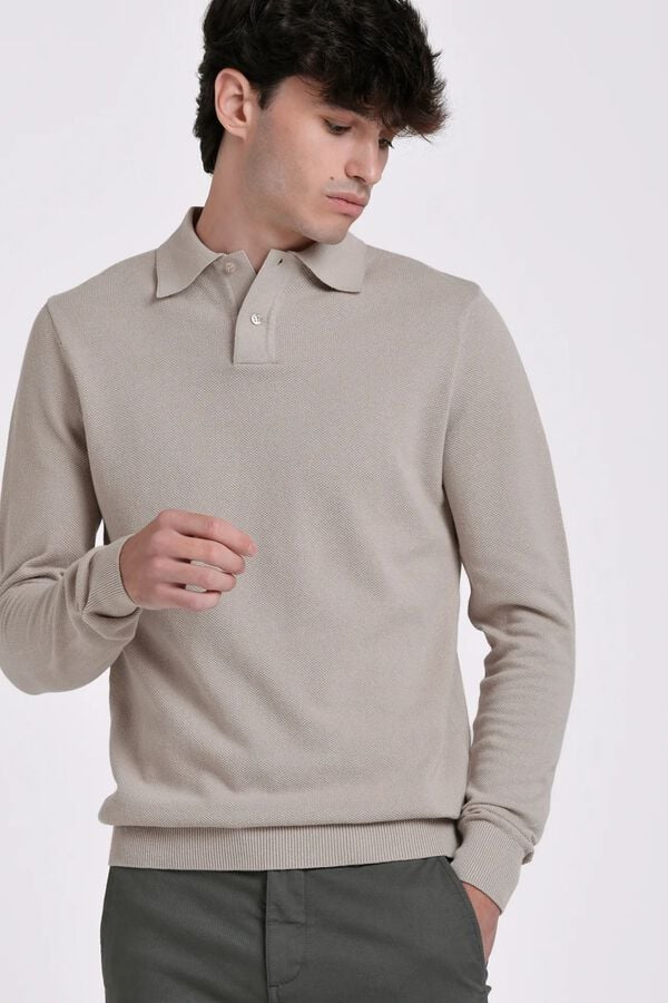 JVZ Camisola de gola polo estruturada vison