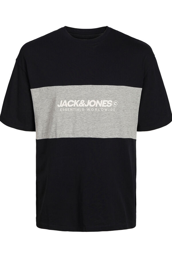 Jack & Jones T-shirt bicolor logo frontal preto