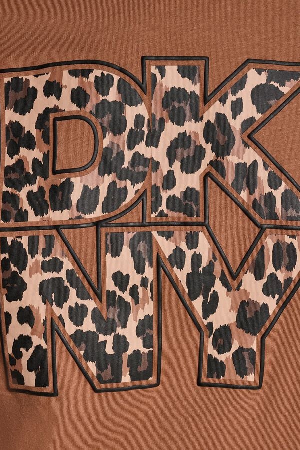 DKNY T-shirt de manga curta com logo animal print bege