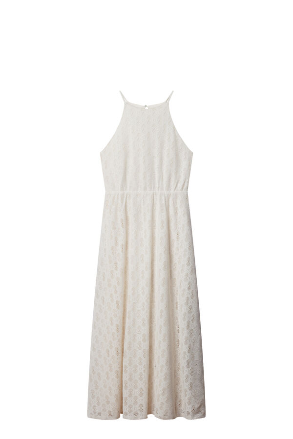 Springfield Vestido midi halter bordado branco
