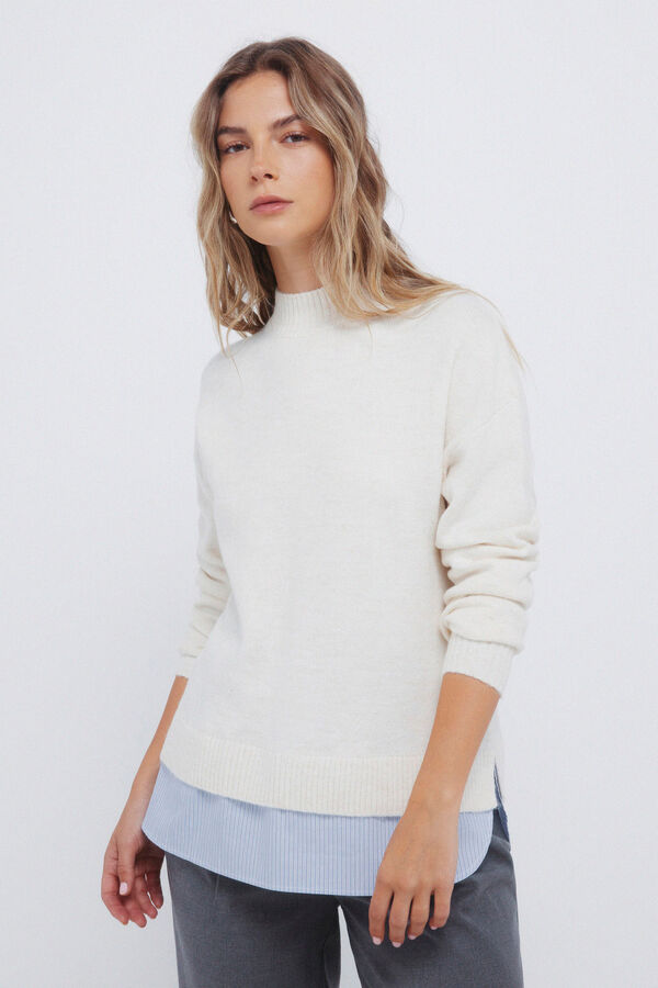 Springfield Camisola Perkins com gola combinada azul