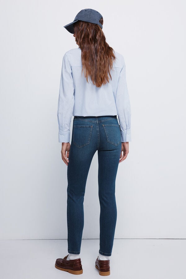 Springfield Calça jeans slim cropped azul