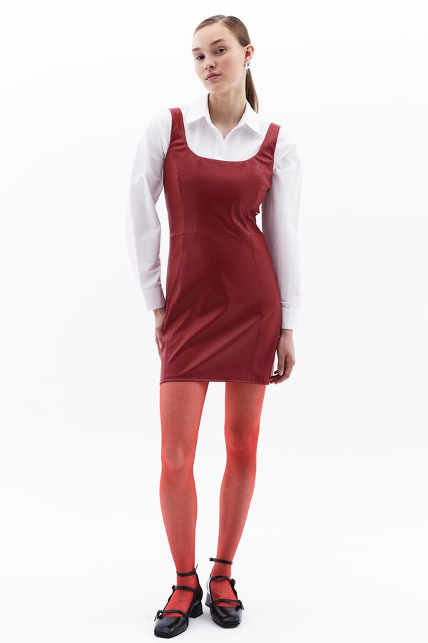 Oxxo Vestido curto de pele vermelho