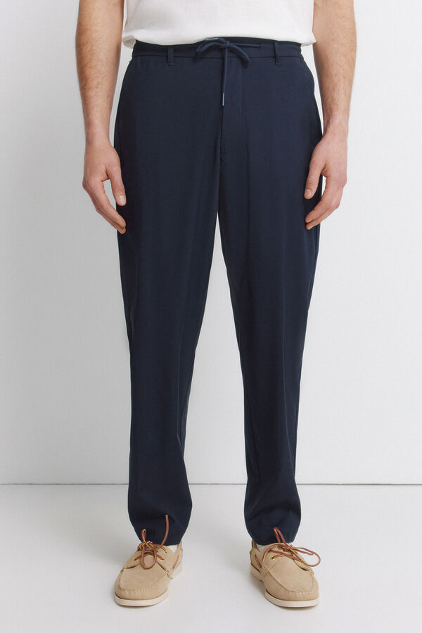Springfield Straight relaxed fit trousers blue