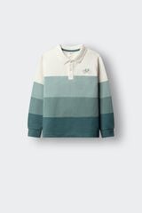 Springfield Kids Polo de manga comprida com recortes e costuras para menino azul