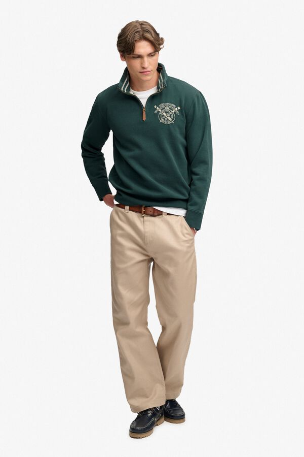Superdry Sweatshirt de meia cremalheira verde
