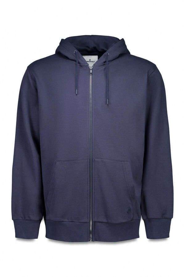 Springfield Sweatshirt com fecho-éclair e capuz azul