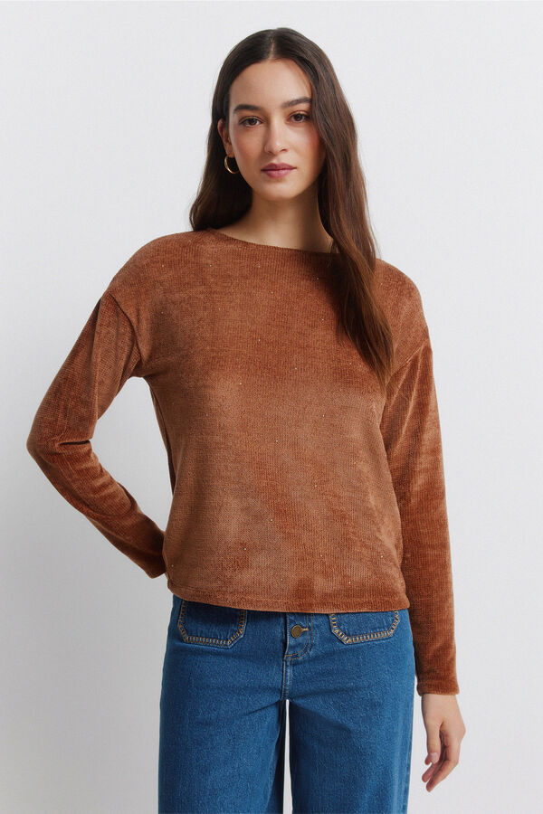 Springfield T-shirt cravejada de chenille cru