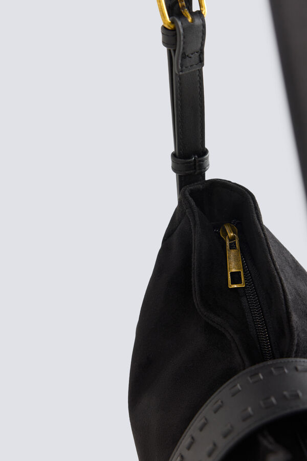 Springfield Bolsa a tiracolo efeito camur&ccedil;a preto