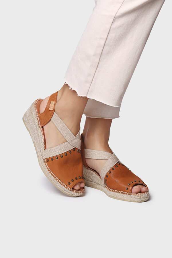 Toni Pons Espadrille de pele com salto meia cru