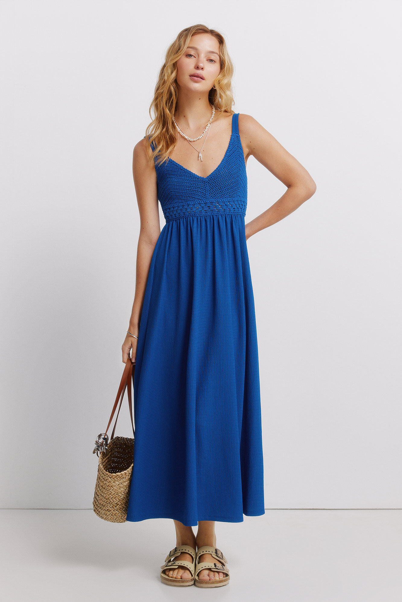 Springfield Vestido midi tirantes crochet