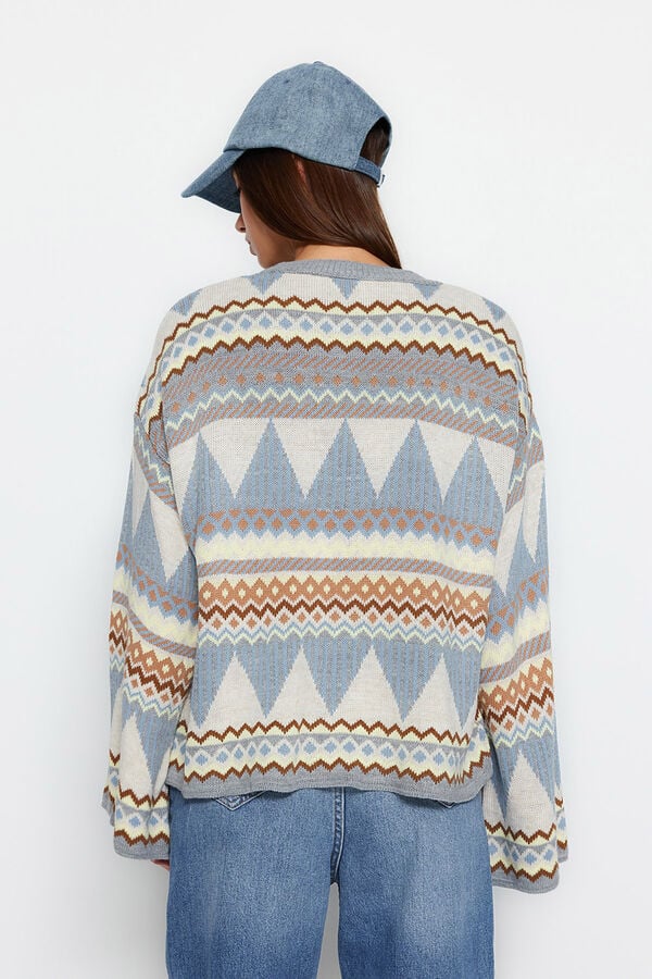Trendyol Camisola b&aacute;sica de malha fina com gola redonda cinzento