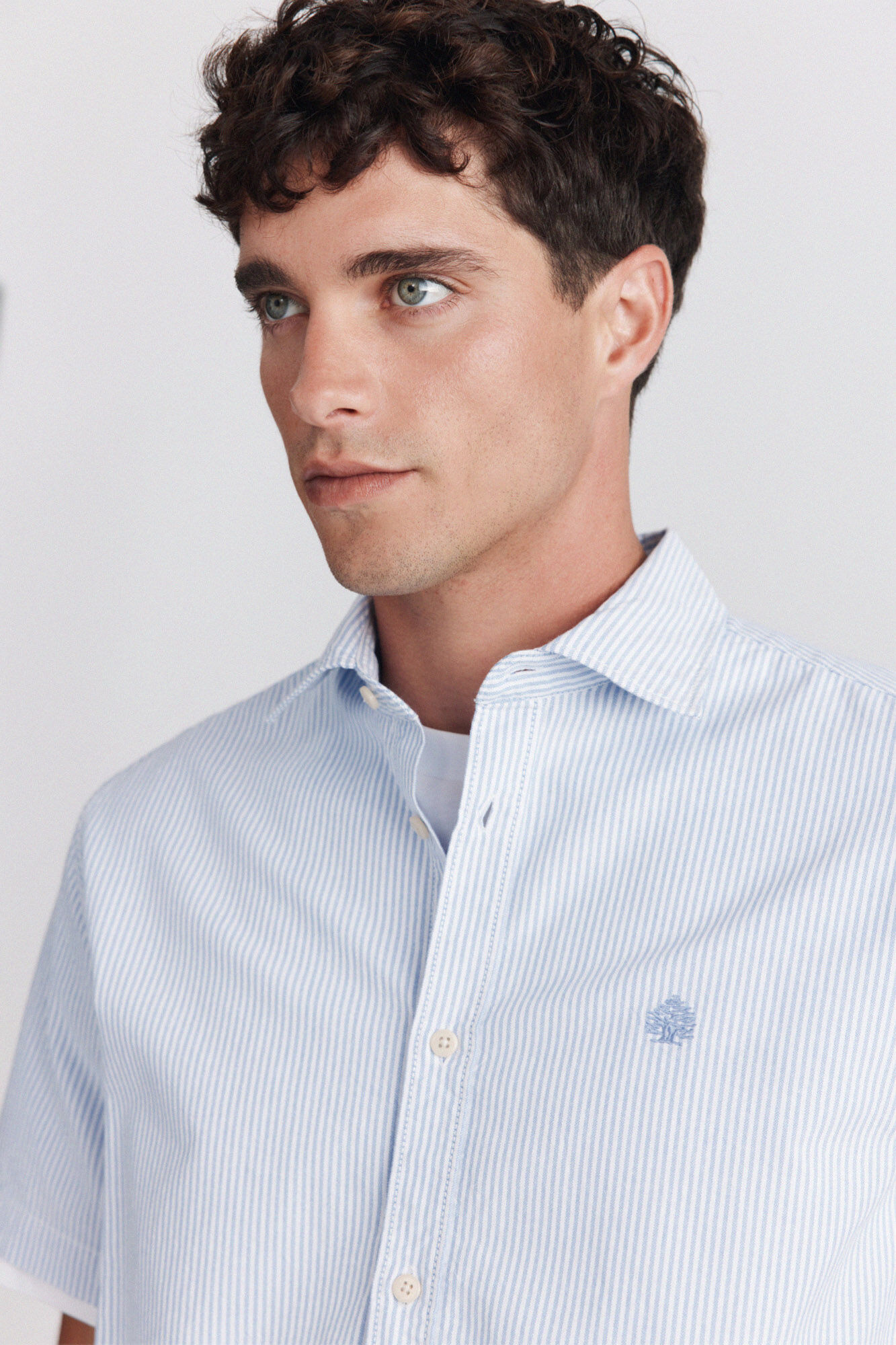 Springfield Camisa de manga curta oxford riscas