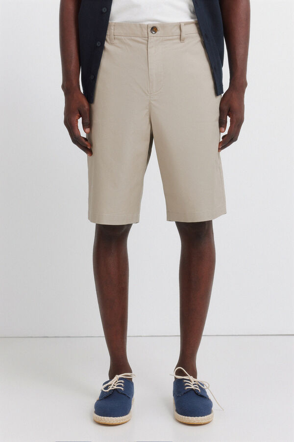 Springfield Bermudas de algod&atilde;o relaxed fit bege