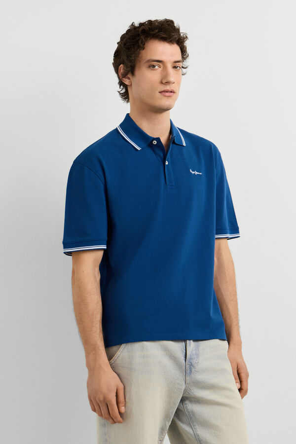 Pepe Jeans Polo piqu&eacute; regular com logo azul
