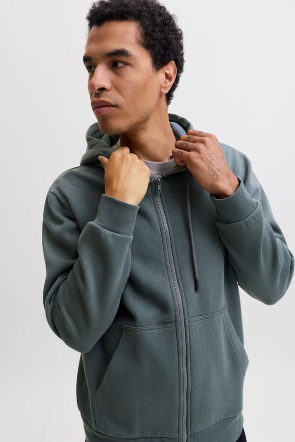 Jack & Jones Sweatshirt relaxed com capuz cinzento