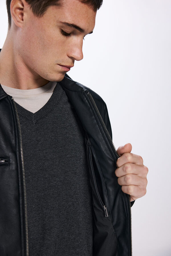 Springfield Faux leather biker jacket black