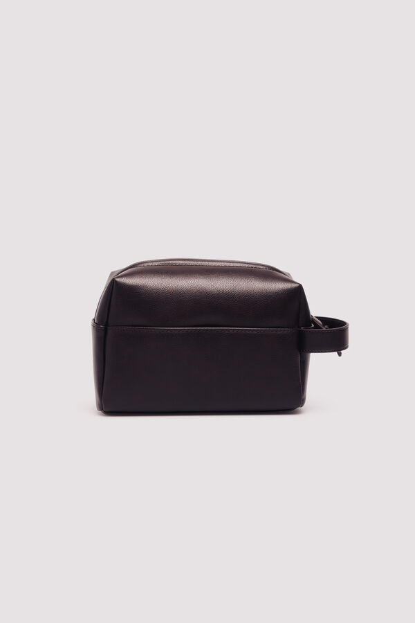Springfield Bolsa de higiene casual com efeito pele marrom castanho