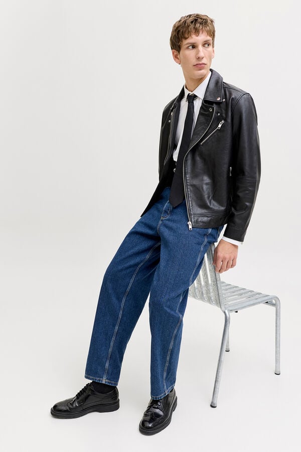 Jack & Jones Jeans baggy cintura alta em algod&atilde;o azul