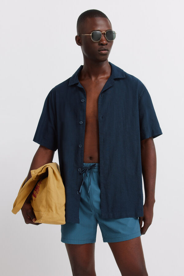 Springfield Fato de banho seersucker &agrave;s riscas azul