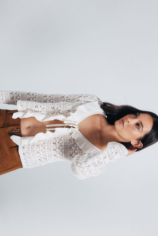 Springfield Cardigan com babados branco