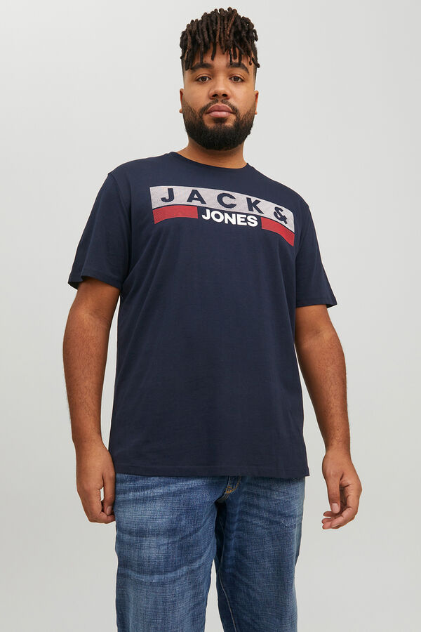 Jack & Jones PLUS T-shirt b&aacute;sica logo azul