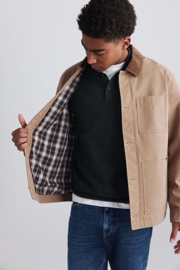 Springfield Sobrecamisa de algod&atilde;o camel