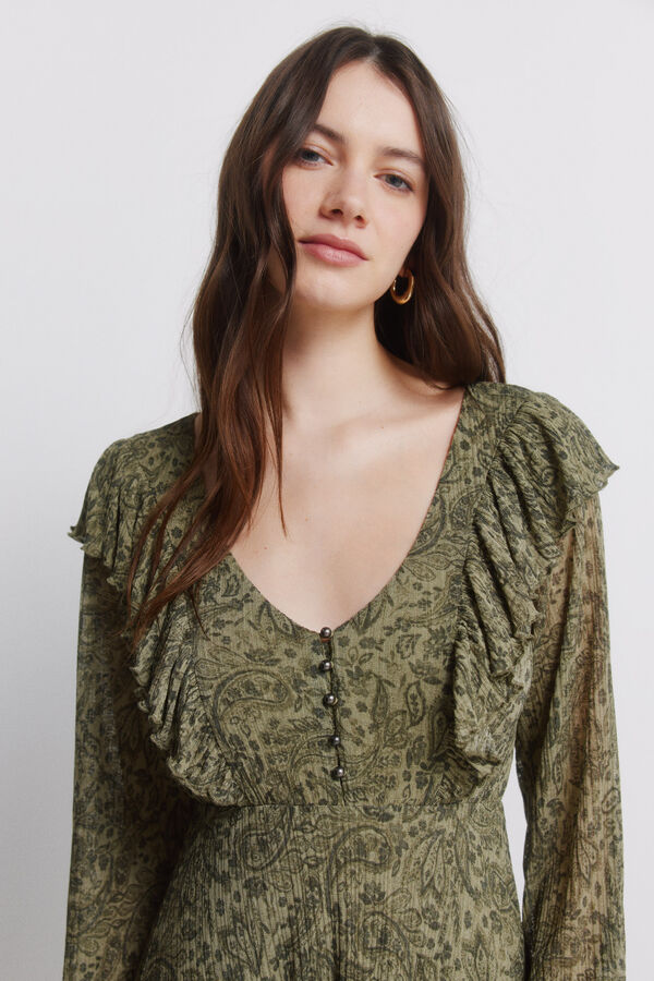 Springfield Vestido estampado verde Caqui escuro