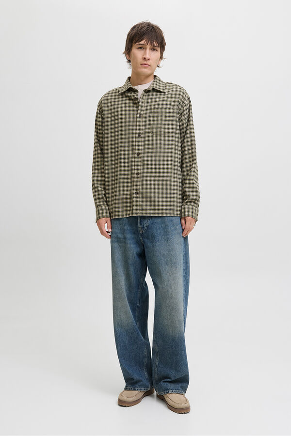 Jack & Jones Camisa xadrez regular fit cru