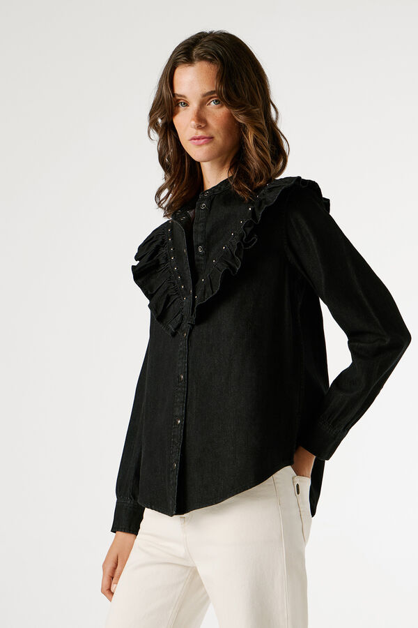 Pepe Jeans Camisa de ganga de manga comprida preto