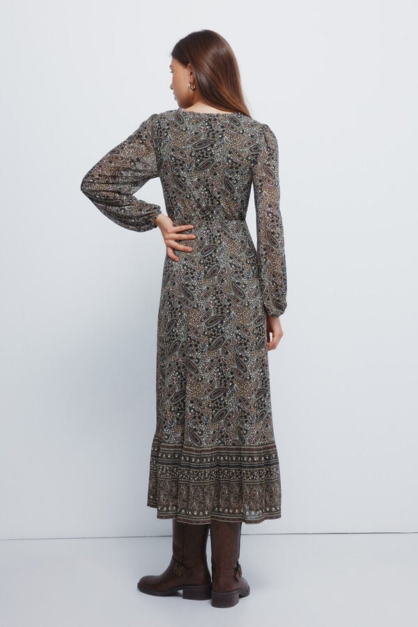 Springfield Vestido midi cenefas paisley verde