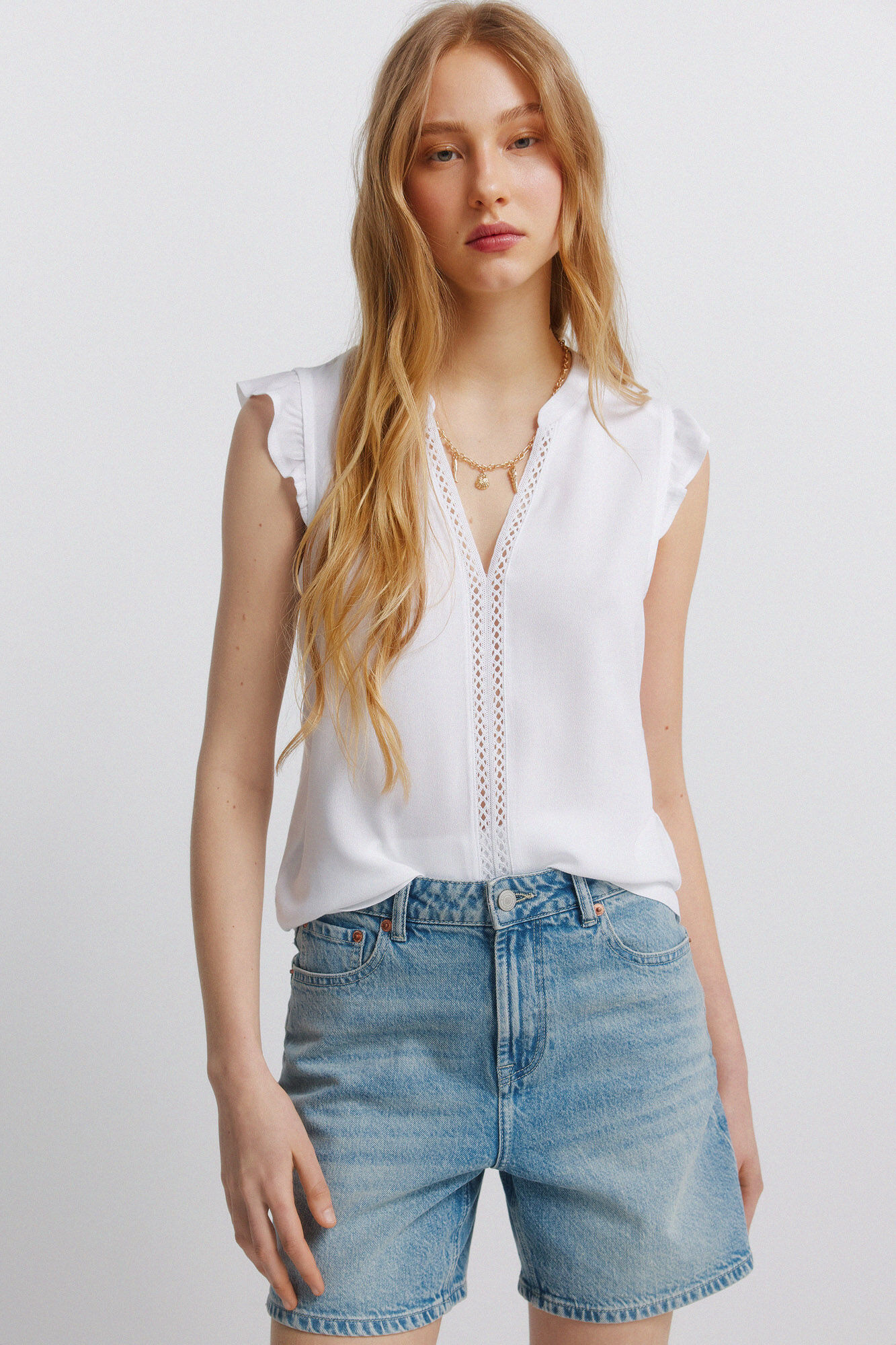 Springfield Camiseta volantes y lace
