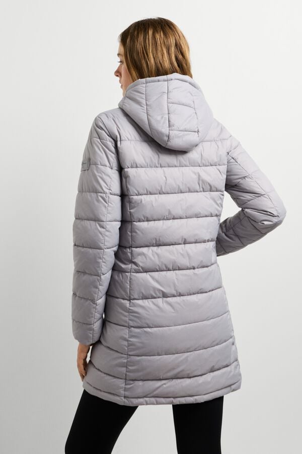Pepe Jeans Sobretudo acolchoado com capuz e bolsos cinzento