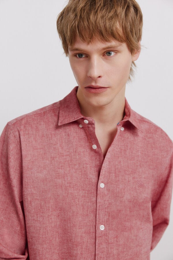 Springfield Camisa em linho vermelho