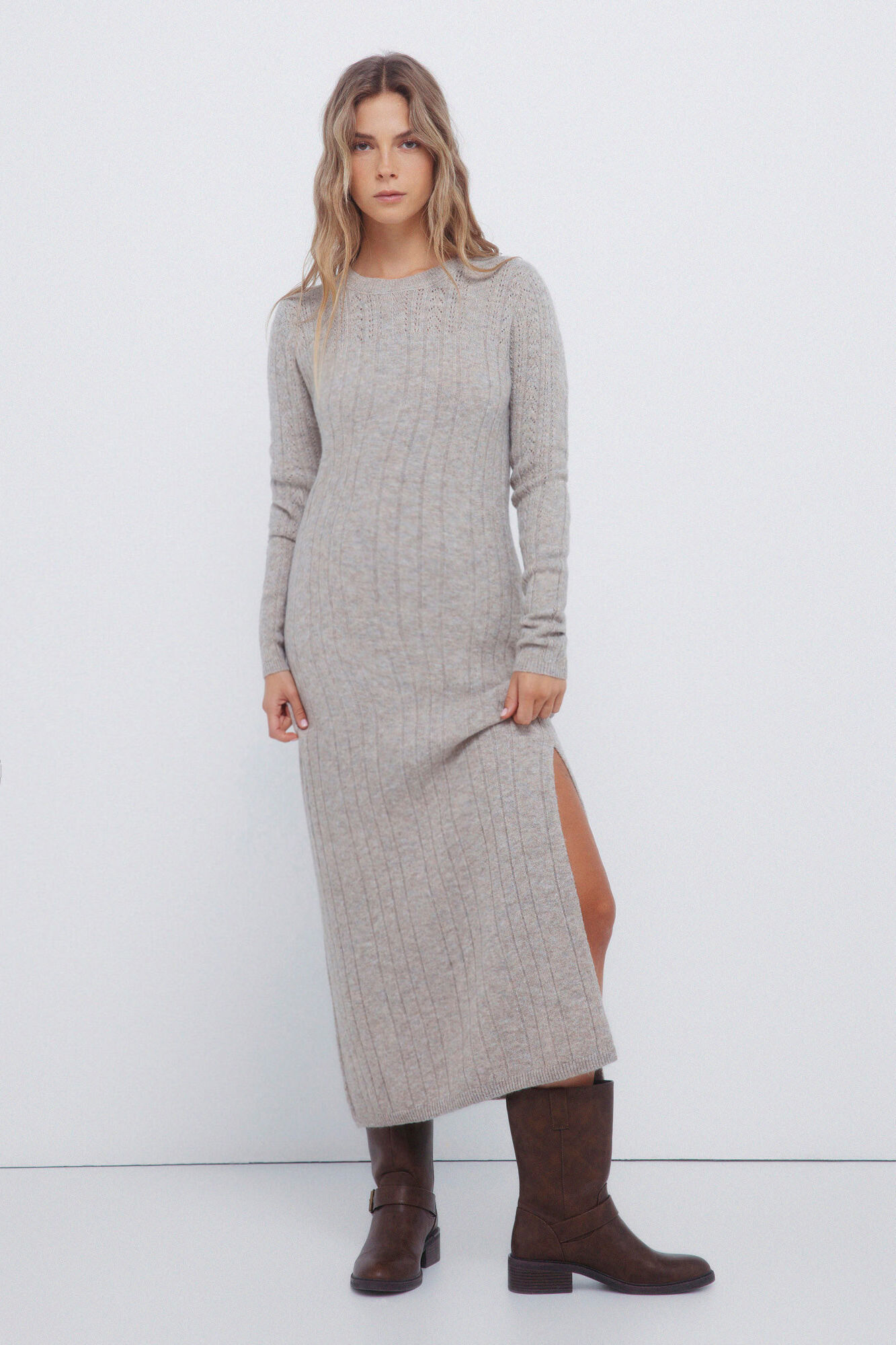 Springfield Vestido midi punto pointelle