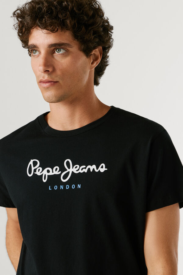 Pepe Jeans T-shirt de manga curta com logo preto
